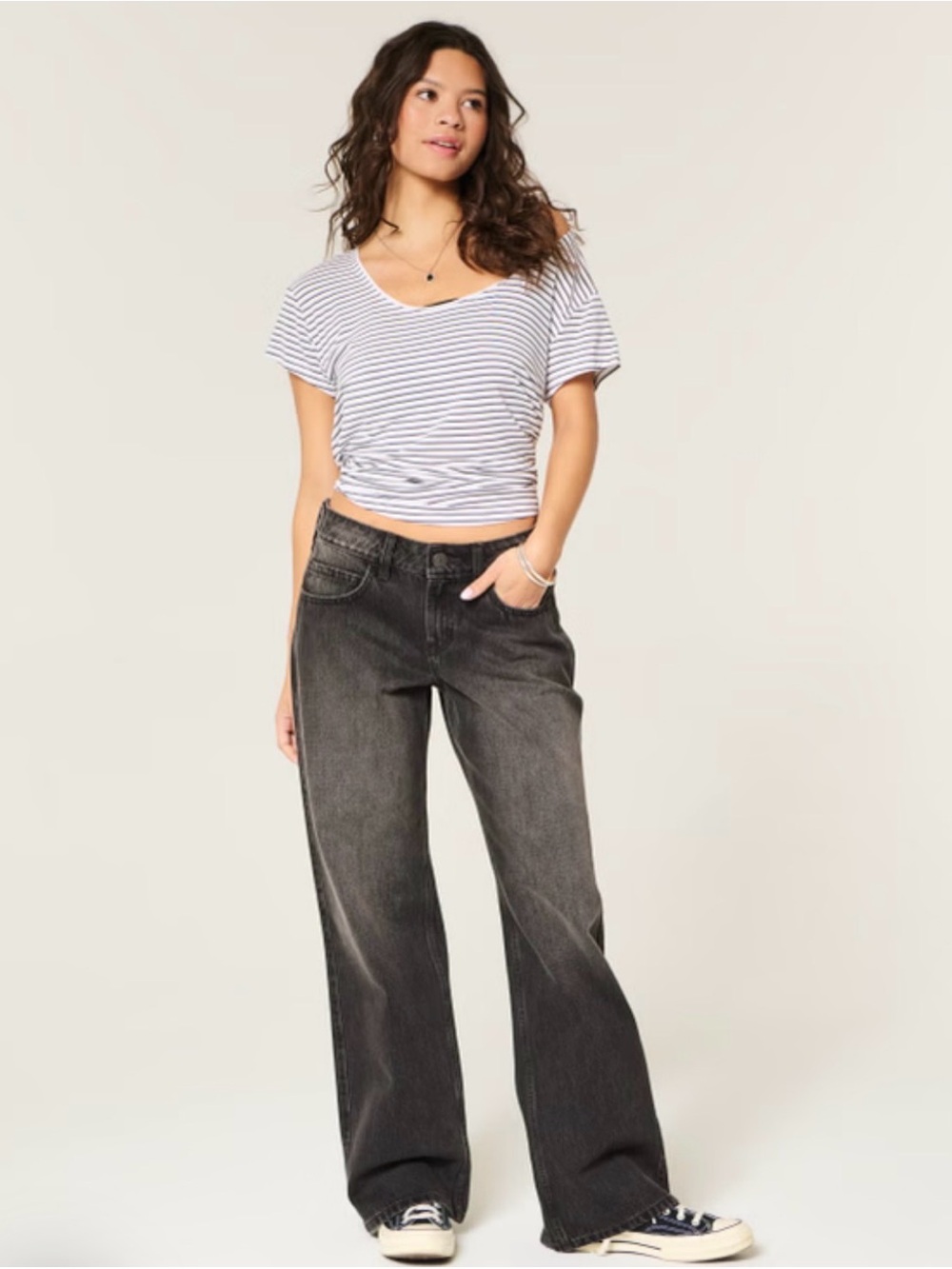 Holster Low Rise Baggy Jeans In Black/Gray with Adjustable Waist Size 6